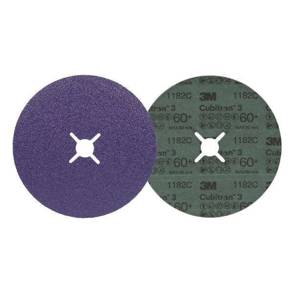3M™ Cubitron™ 3 Fiberscheibe 1182C, 60+, 180 mm x 22 mm, Slotted