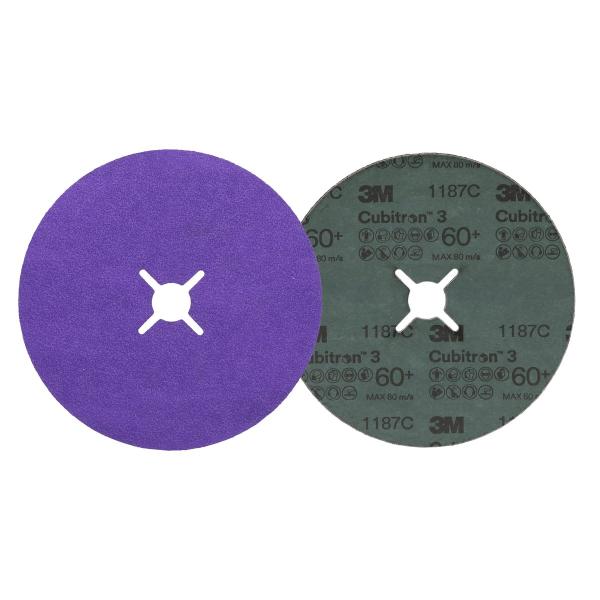 3M™ Cubitron™ 3 Fiberscheibe 1187C, 60+, 180 mm x 22 mm, Slotted, 25/Bag, 100 ea/Case