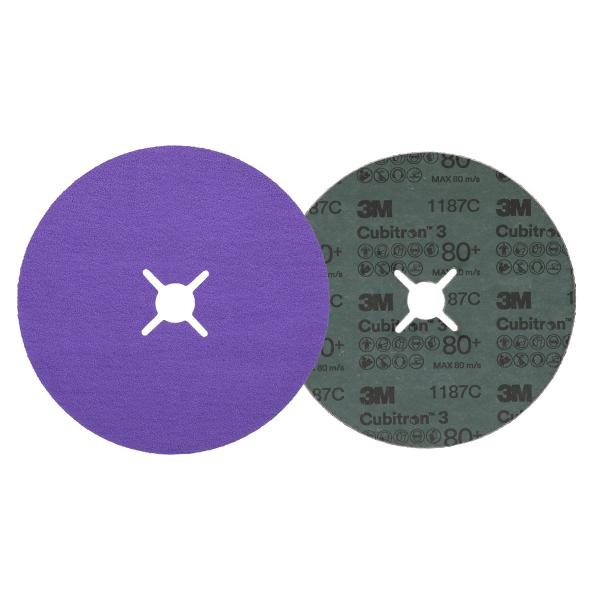 3M™ Cubitron™ 3 Fiberscheibe 1187C, 80+, 180 mm x 22 mm, Slotted, 25/Bag, 100 ea/Case