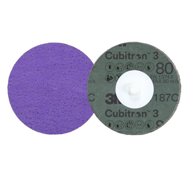 3M™ Cubitron™ 3 Roloc™ Fiberscheibe 1187C, 80+, TR, Purple, 51 mm, 50/Carton, 200 ea/Case