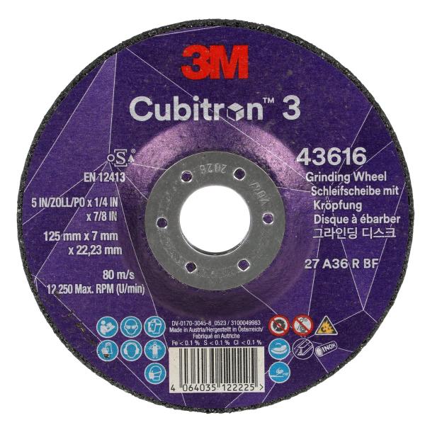 3M™ Cubitron™ 3 Schruppscheibe, 43616, 36, T27, 125 mm x 7 mm x 22,23 mm, speziell zum Ausfugen, EN, 10/Pack, 20 Stück/VE