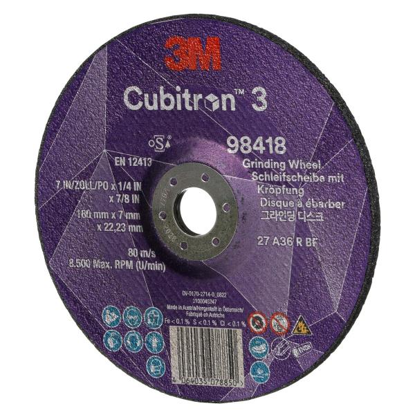 3M™ Cubitron™ 3 Schruppscheibe, 98418, 36+, T27, 180 mm x 7 mm x 22,23 mm, EN, 10/Pack, 20 Stück/VE