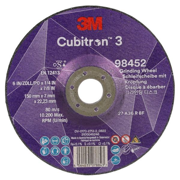 3M™ Cubitron™ 3 Schruppscheibe, 98452, 36+, T27, 150 mm x 7 mm x 22,23 mm, EN, 10/Pack, 20 Stück/VE