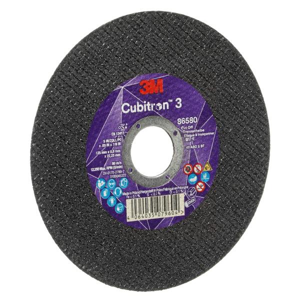 3M™ Cubitron™ 3 Trennscheibe, 86580, 80+, T41, 125 mm x 0,8 mm x 22,23 mm, EN, 25/Pack, 50 Stück/VE