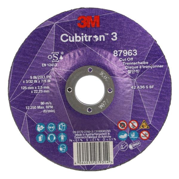 3M™ Cubitron™ 3 Trennscheibe, 87963, 36+, T42, 125 mm x 2,5 mm x 22,23 mm, EN, 25/Pack, 50 Stück/VE