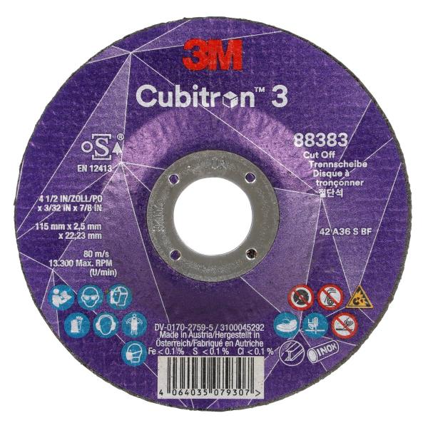 3M™ Cubitron™ 3 Trennscheibe, 88383, 36+, T42, 115 mm x 2,5 mm x 22,23 mm, EN, 25/Pack, 50 Stück/VE