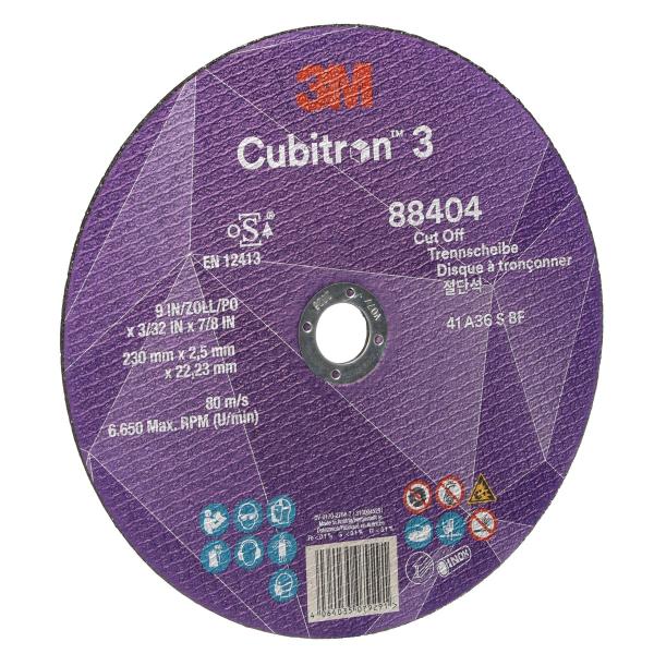3M™ Cubitron™ 3 Trennscheibe, 88404, 36+, T41, 230 mm x 2,5 mm x 22,23 mm, EN, 25/Pack, 50 Stück/VE