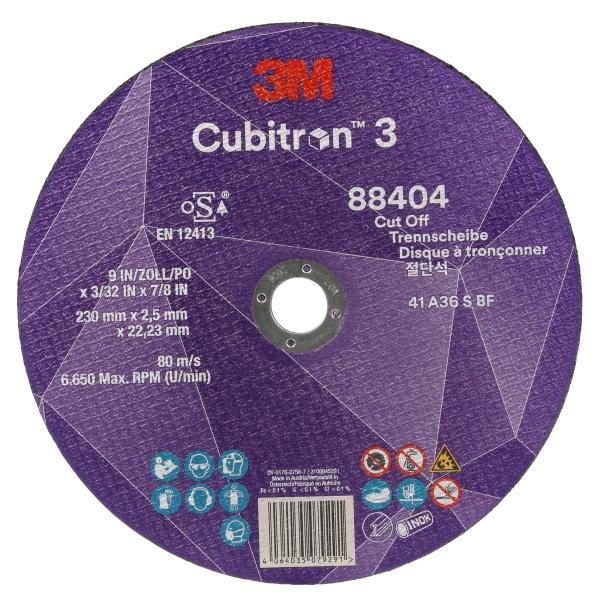 3M™ Cubitron™ 3 Trennscheibe, 88404, 36+, T41, 230 mm x 2,5 mm x 22,23 mm, EN, 25/Pack, 50 Stück/VE