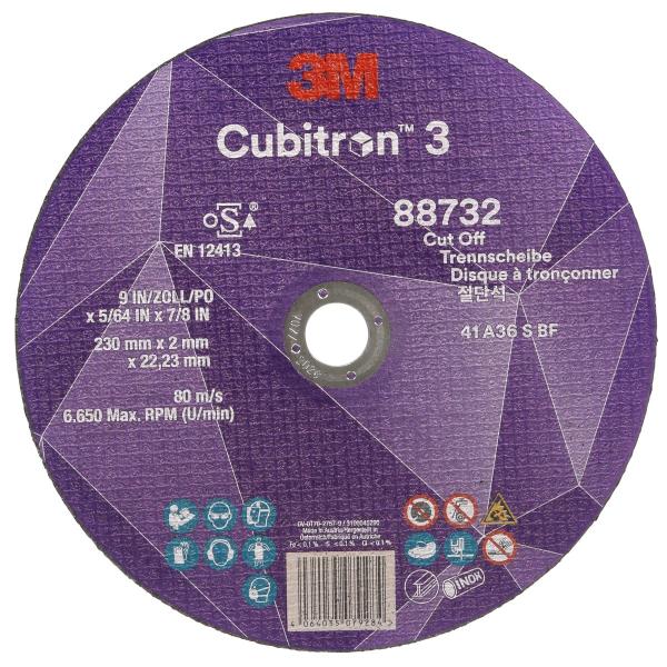 3M™ Cubitron™ 3 Trennscheibe, 88732, 36+, T41, 230 mm x 2 mm x 22,23 mm, EN, 25/Pack, 50 Stück/VE