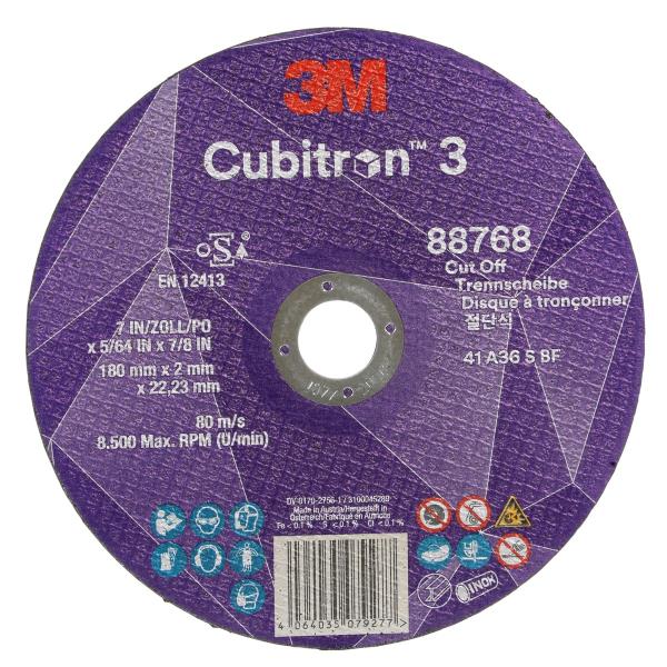 3M™ Cubitron™ 3 Trennscheibe, 88768, 36+, T41, 180 mm x 2 mm x 22,23 mm, EN, 25/Pack, 50 Stück/VE