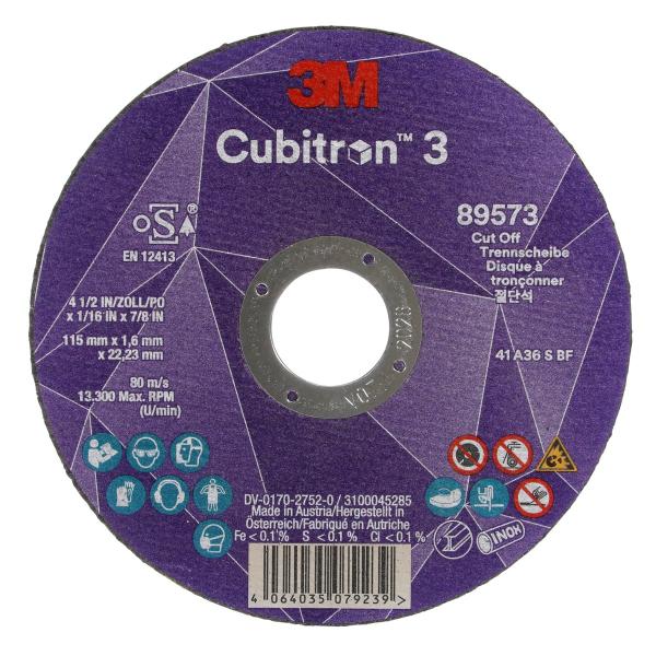 3M™ Cubitron™ 3 Trennscheibe, 89573, 36+, T41, 115 mm x 1,6 mm x 22,23 mm, EN, 25/Pack, 50 Stück/VE