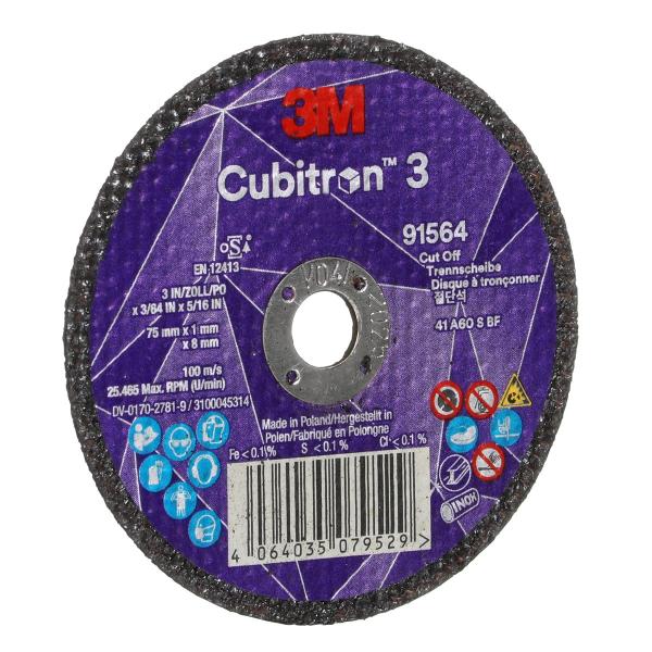 3M™ Cubitron™ 3 Trennscheibe, 91564, 60+, T41, 75 mm x 1 mm x 8 mm, EN, 25/Pack, 50 Stück/VE