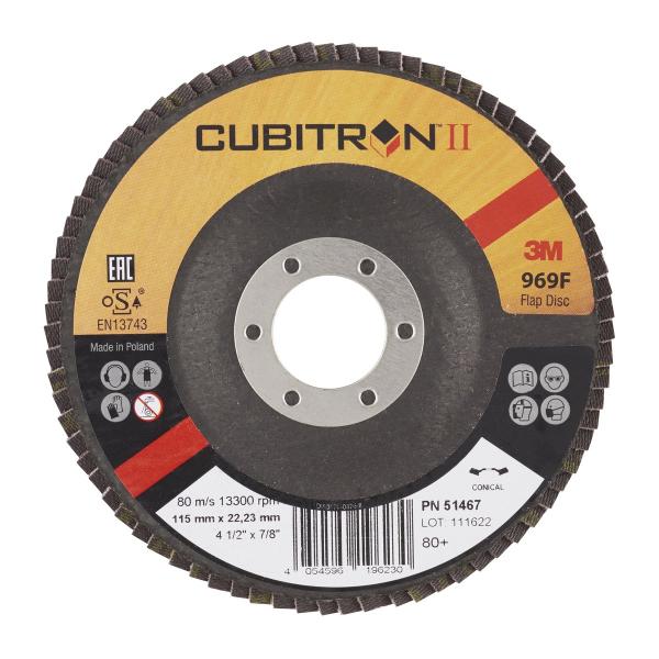 3M™ Cubitron™ II Fächerscheibe 969F, 115 mm x 22 mm, 80+, konisch