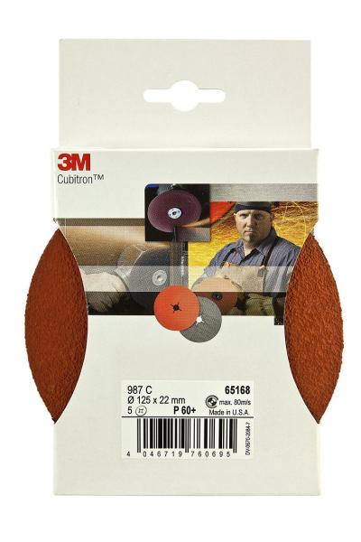 3M™ Cubitron™ II Fiberscheibe 987C, 125 mm x 22 mm, 60+ (IPS)