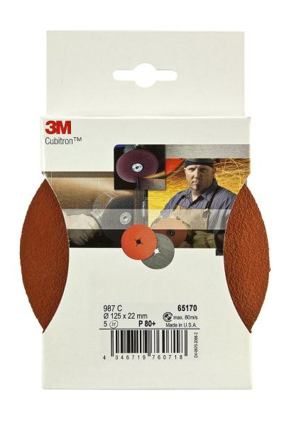 3M™ Cubitron™ II Fiberscheibe 987C, 125 mm x 22 mm, 80+ (IPS)
