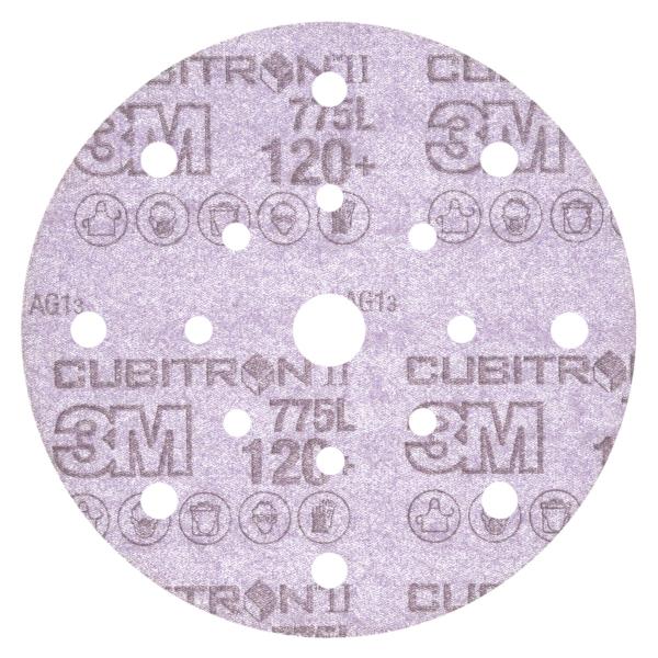 3M™ Cubitron™ II Hookit™ Filmscheibe 775L, 150 mm, 120+, 17-fach gelocht