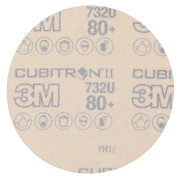 3M™ Cubitron™ II Hookit™ Papierscheibe 732U, 80+ C-weight, 125 mm x NH,  ungelocht, 50/Carton, 250 ea/Case