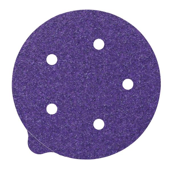 3M™ Cubitron™ II Stikit Papierscheibe 732U, 80+ C-weight, 125 mm x NH, D/F 5HL, Linered w/Tab,  5-fach gelocht