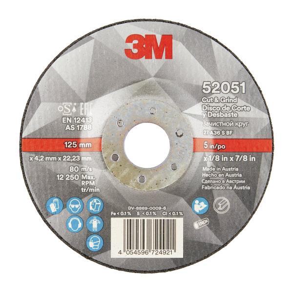 3M™ Cut and Grind Schruppscheibe, T27, 125mm x 4,2mm x 22 mm, 36+