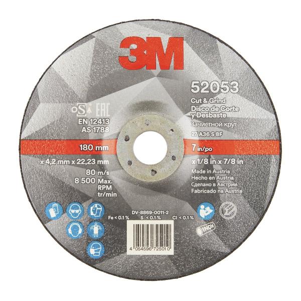 3M™ Cut and Grind Schruppscheibe, T27, 180 mm x 4,2 mm x 22 mm, 36+