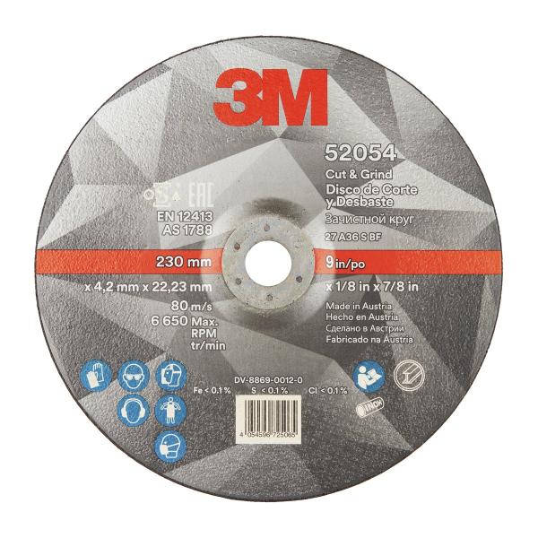 3M™ Cut and Grind Schruppscheibe, T27, 230 mm x 4,2 mm x 22 mm, 36+