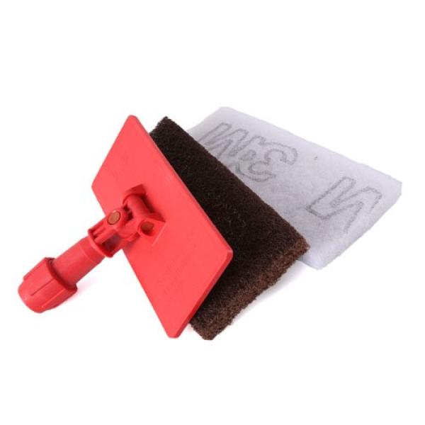 3M™ Doodlebug™ Reinigungspad für Ecken 6474K, Brauner Schrubber, Weißes Pad, 6 pro Packung