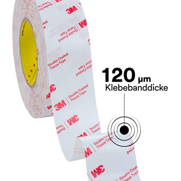 3M™ Doppelseitiges Klebeband mit Papiervlies-Träger 56412, Transparent, 1000 mm x 50 m