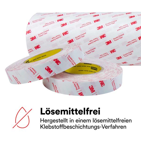 3M™ Doppelseitiges Klebeband mit Papiervlies-Träger 56415, Transparent, 19 mm x 50 m