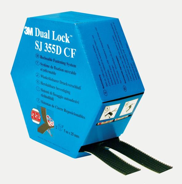 3M™ Dual Lock™ Flexibler Druckverschluss SJ3550CF, MINI Ref 345184518, Schwarz, 25 mm x 5 m