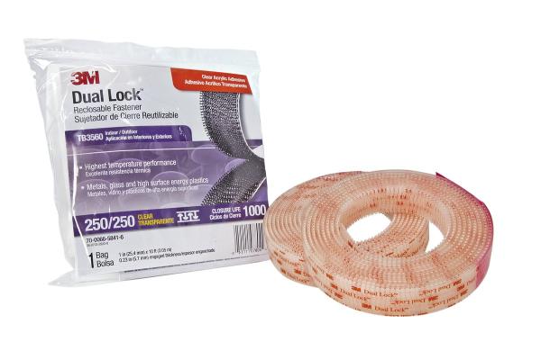3M™ Dual Lock™ Flexibler Druckverschluss SJ3560, Transparent, 50 mm x 45.7 m, 5.7 mm, 40 Köpfe/cm², Außenbereich