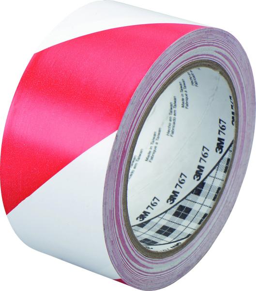 3M™ Gefahrenwarnmarkierungsband 767i, Rot/Weiß, 50 mm x 33 m