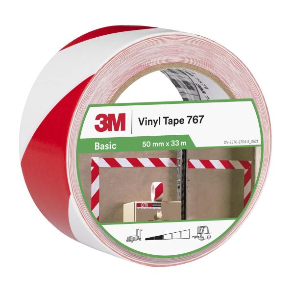 3M™ Gefahrenwarnmarkierungsband 767i, Rot/Weiß, 50 mm x 33 m, einzelverpackt
