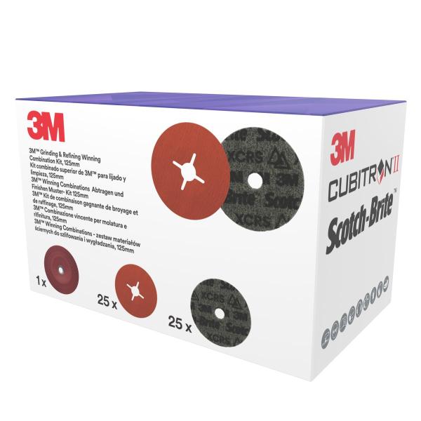 3M™ Grinding & Refining Kit, enthält 125 mm 787C Fiber- und PN-DH Vliesscheibe, mit flachem Stützteller, 1 Stück/Satz