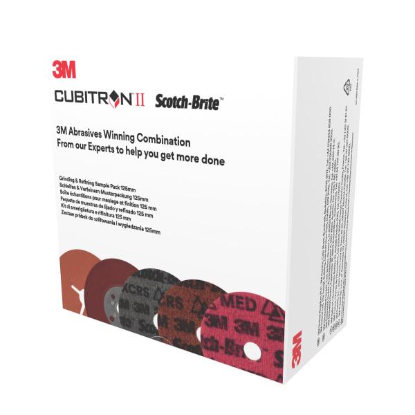 3M™ Grinding & Refining Kit, enthält 125 mm 787C Fiber- und PN-DH Vliesscheibe, mit flachen Hochleistungsfiberscheibenstützteller , Muster