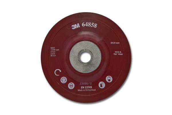 3M™ Hochleistungsstützteller flach, rot, 125 mm, M14, flexibel