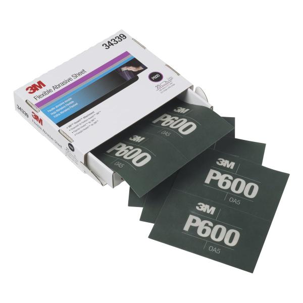 3M™ Hookit™ Flexible Schleifstreifen 270J, Grün, 140 mm x 171 mm, P600, 34339