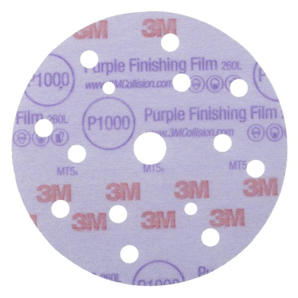3M™ Hookit™ Purple Schleifscheibe 260L, 15-fach gelocht, 150 mm, P1000, 51157