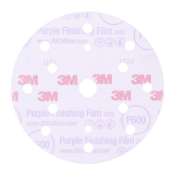 3M™ Hookit™ Purple Schleifscheibe 260L, 15-fach gelocht, 150 mm, P600, 51156