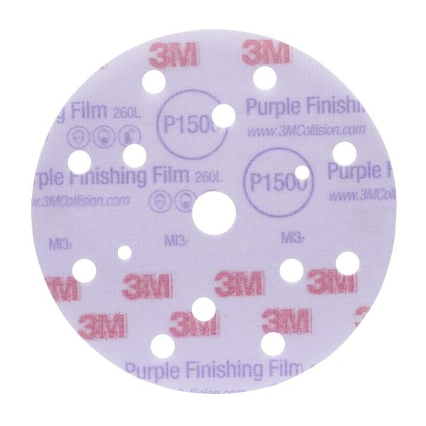 3M™ Hookit™ Purple Schleifscheibe 260L, 17-fach gelocht, 150 mm, P1500, 34784