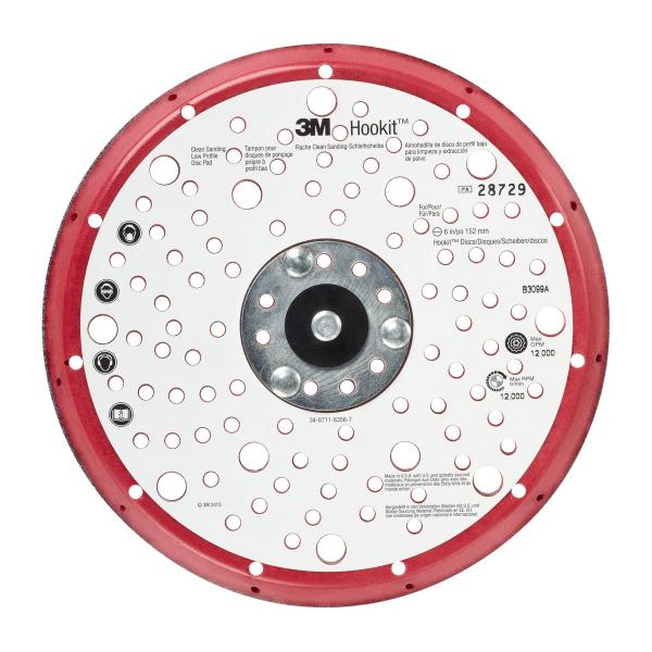 3M™ Hookit™ Stützteller für Schleifscheiben, Rot, 150 mm, 5/16-24 in, Multihole, 28729