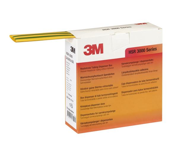 3M™ HSR 3000 Dünnwandiger Warmschrumpfschlauch auf Rolle, Grün-Gelb 18/6 mm, 5 m, Spenderbox