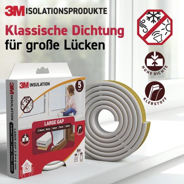 3M™ Klassische Isolierdichtung Große Lücke, Weiß, 6M