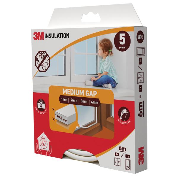 3M™ Klassische Isolierdichtung Mittelgroße Lücke, Weiß, 6M