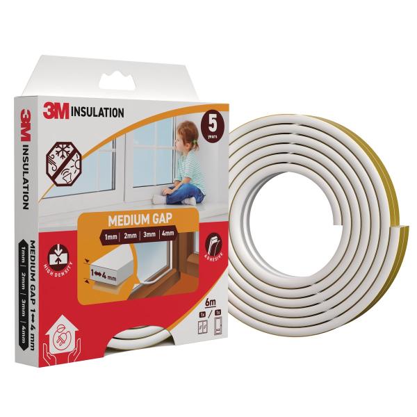 3M™ Klassische Isolierdichtung Mittelgroße Lücke, Weiß, 6M