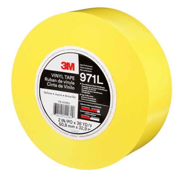 3M™ Langlebiges Bodenmarkierungsband 971L, Gelb, 50.8 mm x 33 m, 0.43 mm, Individually Wrapped Conveniently Packaged