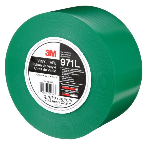 3M™ Langlebiges Bodenmarkierungsband 971L, Grün, 76.2 mm x 33 m, 0.43 mm, Individually Wrapped Conveniently Packaged