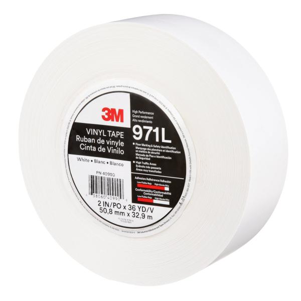 3M™ Langlebiges Bodenmarkierungsband 971L, Weiß, 50.8 mm x 33 m, 0.43 mm, Individually Wrapped Conveniently Packaged