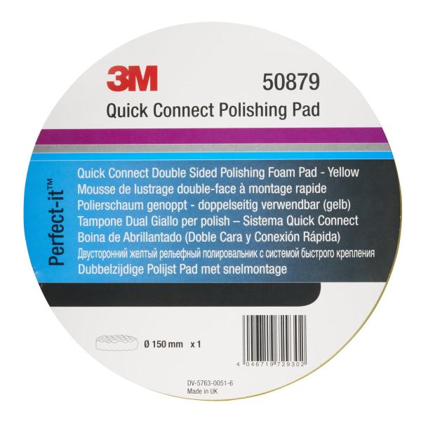 3M™ Perfect-It™ Polierschaumpad fein, Quick Connect System, Gelb, Waffelförmig, 150 mm, 50879