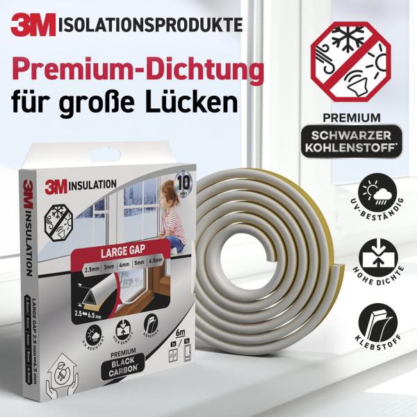 3M™ Premium Isolierdichtung Große Lücke, Weiß, 6M