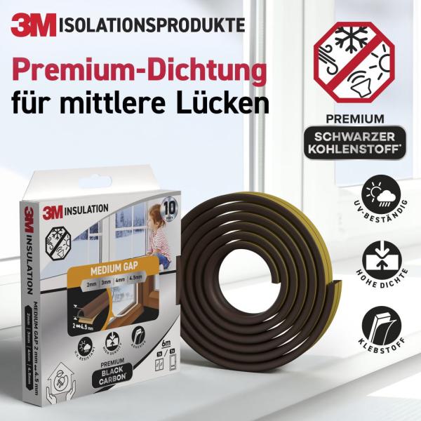 3M™ Premium Isolierdichtung Mittelgroße Lücke, Braun, 6M